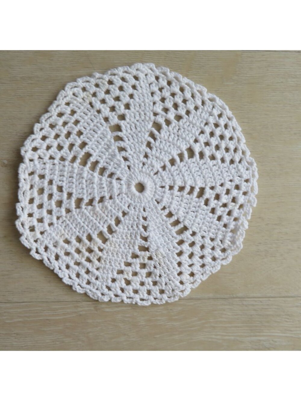 Vintage Handmade White Crochet Doily Round 6.5 Inches Home Decor Table Accent